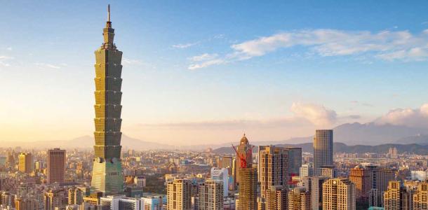 Temples and towers in Taipei Taiwan